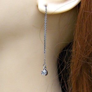 Soccer Ball Sterling Silver Ear Threads Threader Earrings Pair 4.25" Adjustable